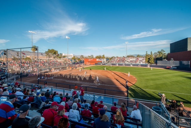 outdoor softball stadium first base line