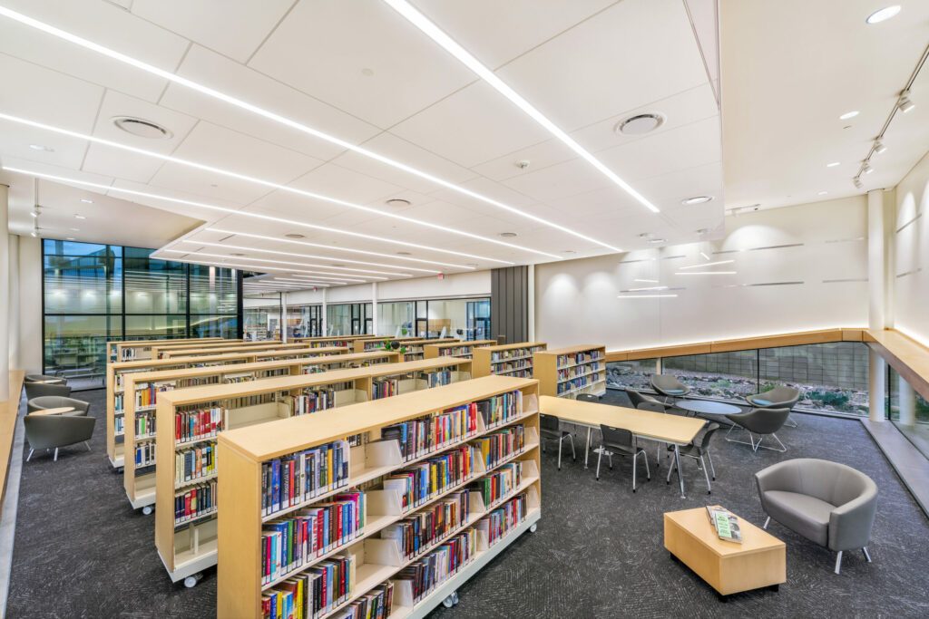 interior of a spacious and modern library