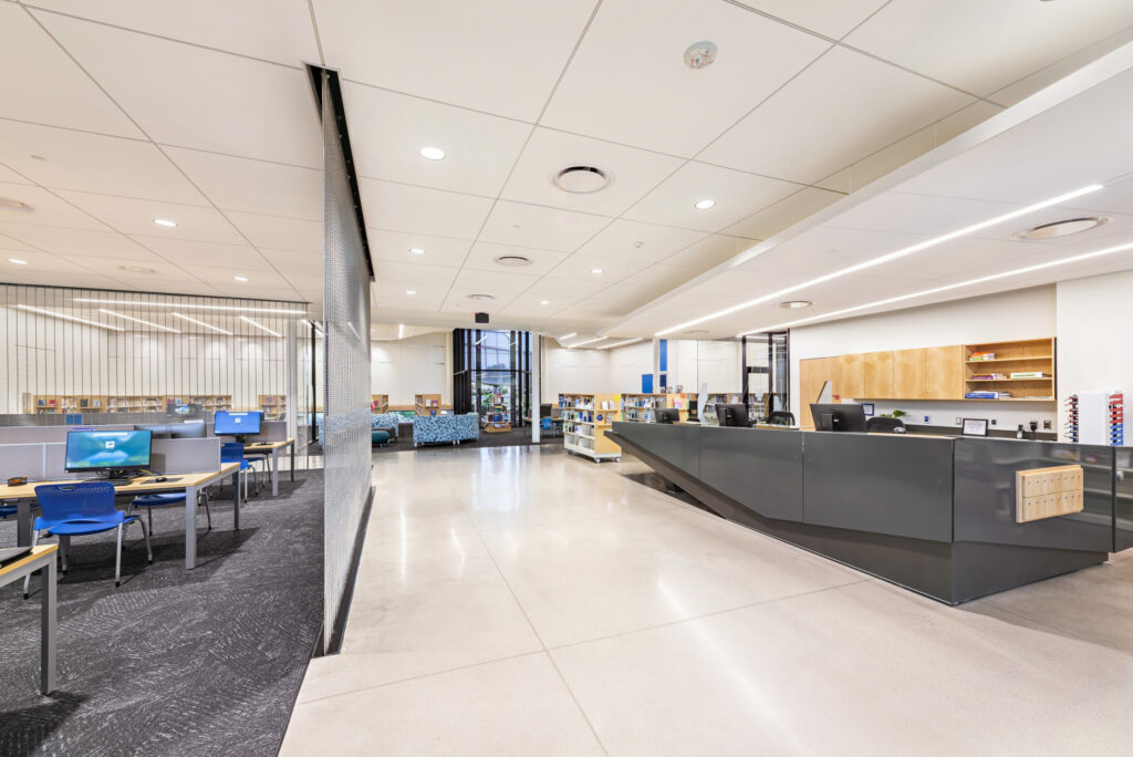 computer lab with glass partition